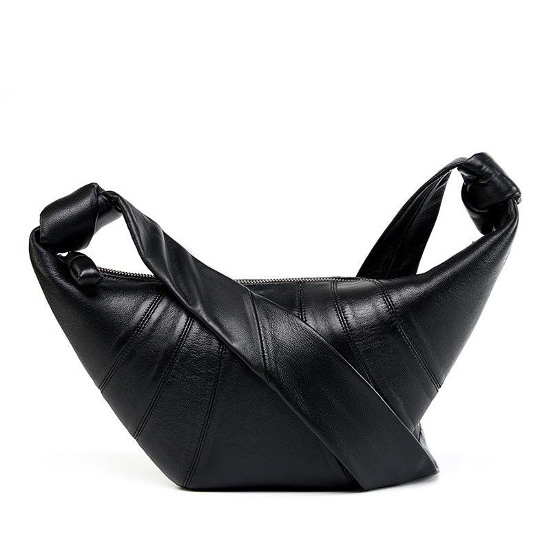 Women's Layer Sheepskin Lazy Feeling Croissant Genuine Crossbody Bags