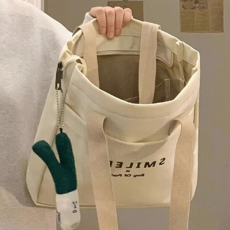 Women's College Class Canvas Large Capacity Commuter Shoulder Bags