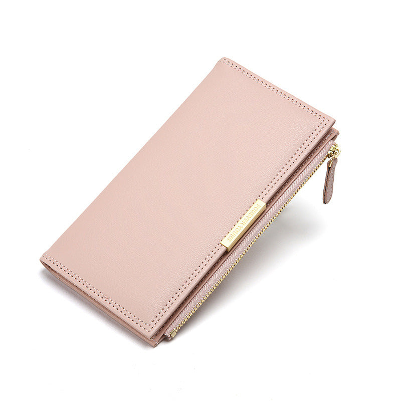 Women's Simple Clutch Long Two-fold Solid Color Ladies Wallets