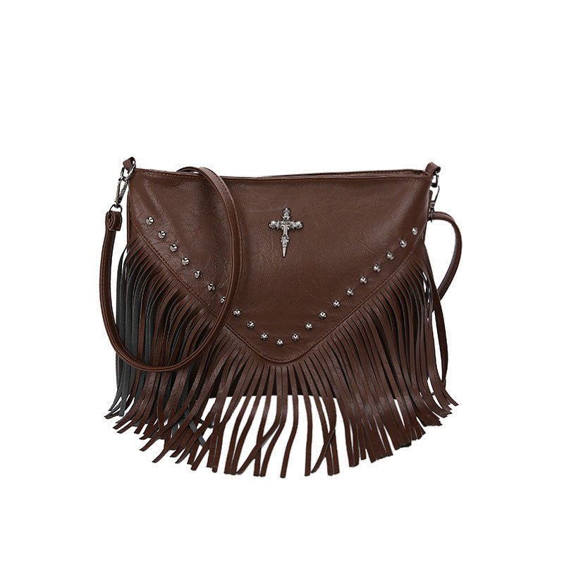 Women's Style Fashion Tassel Personality Rivets Large Capacity Bags