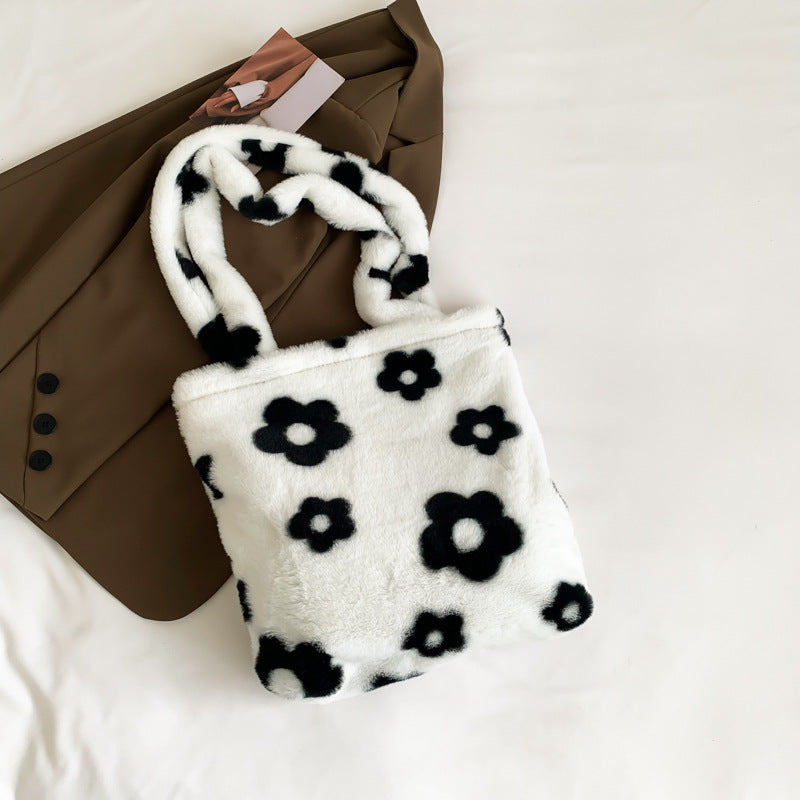 Women's & Men's Simple Large Capacity Totes Early Spring Plush Shoulder Bags