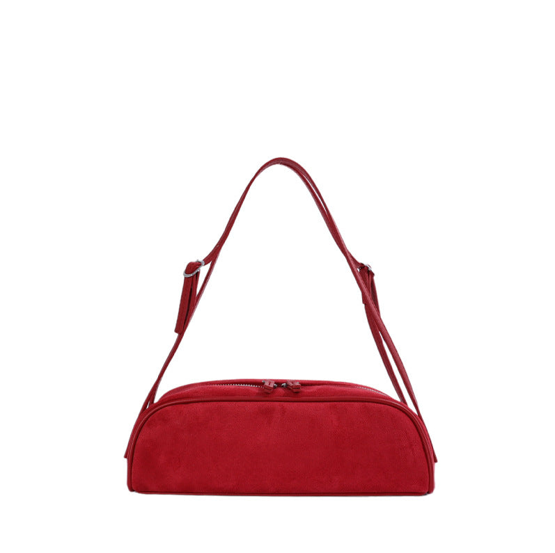 Women's Simple Soft Leather Commuter Underarm Bucket Bags