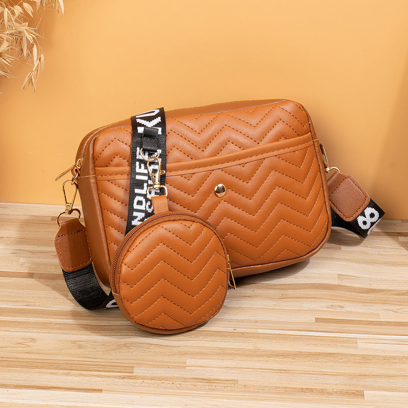 Women's Korean Style V Pattern Fashion Embroidery Crossbody Bags