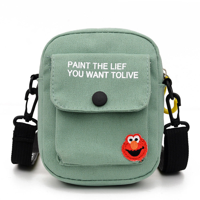 Children's Versatile Canvas Mobile Sesame Street Frog Shoulder Bags