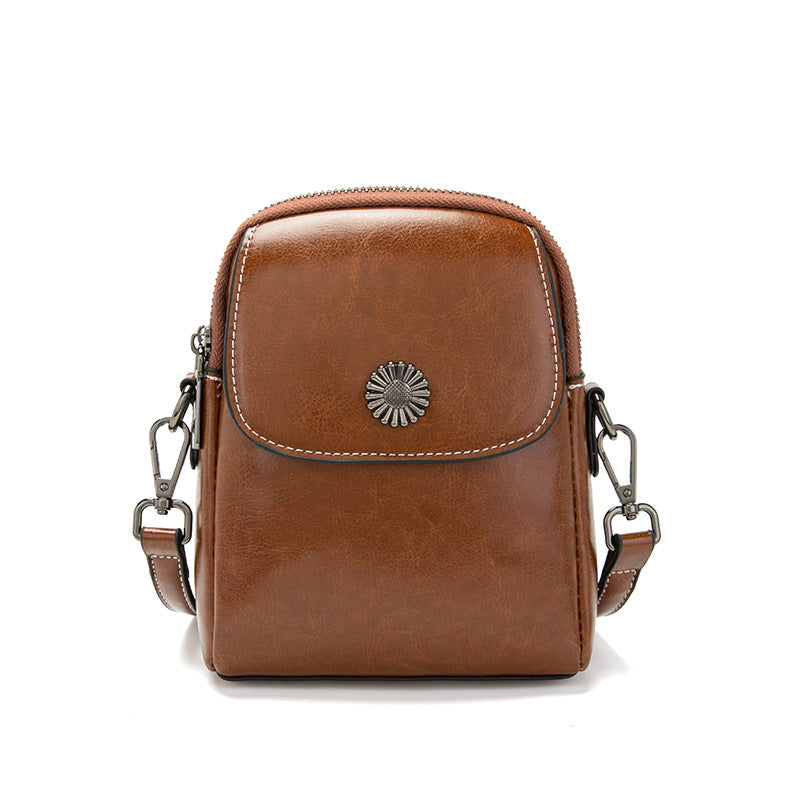 Oil Wax Leather Versatile Large Capacity Women's Messenger Bag