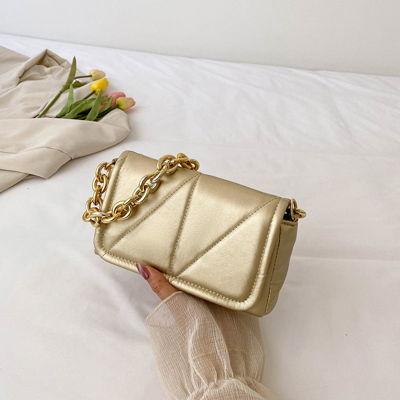 Women's Fashion Solid Color Simple Texture Chain Bags