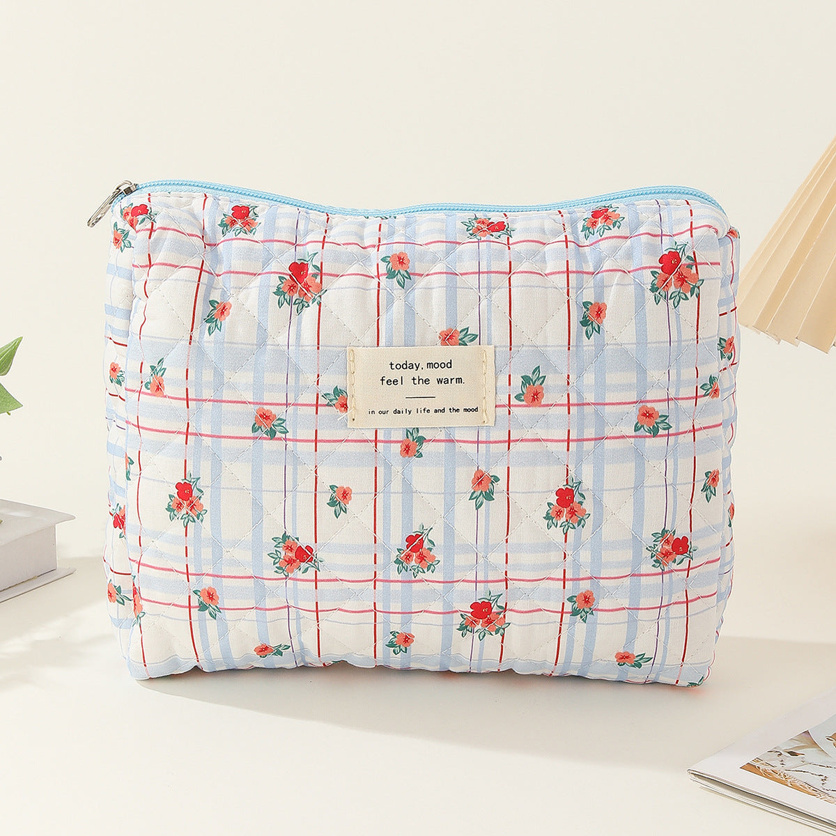 Capacity Liner Floral Storage Carrying Quilted Cosmetic Bags