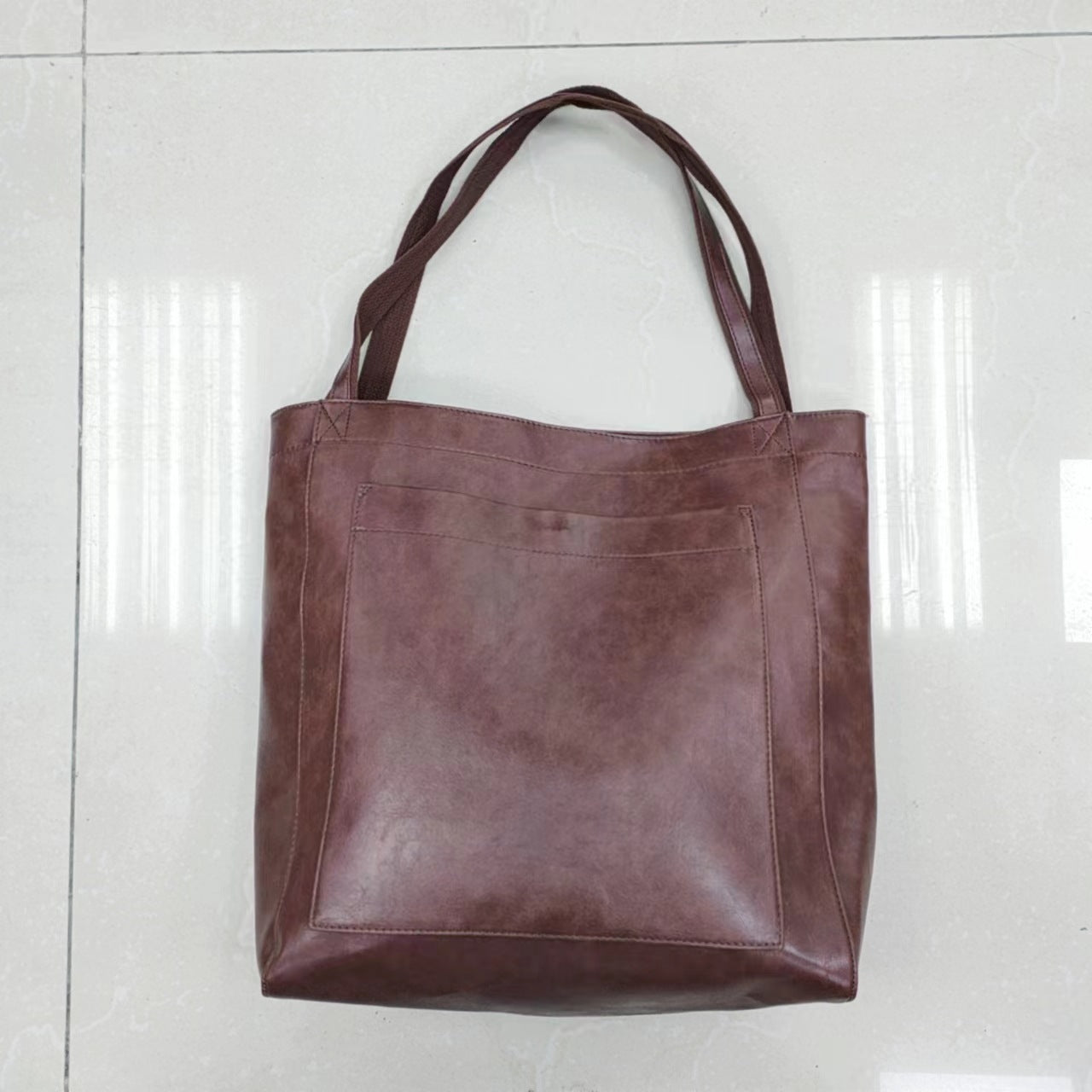 Women's Portable With Pocket One Retro Oil Waxed Tote Bags