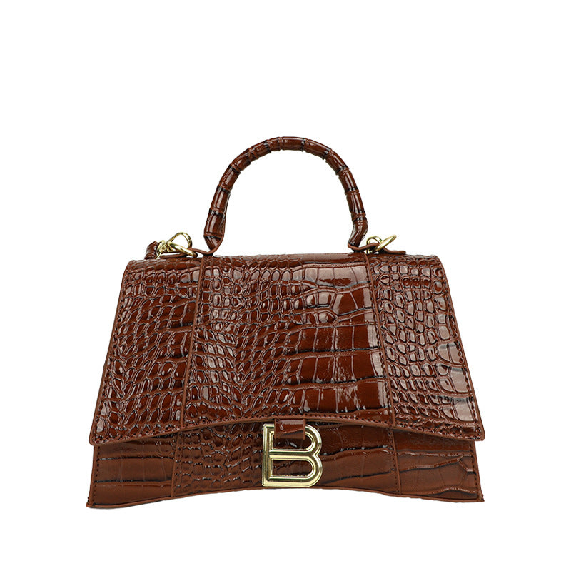 Women's Hourglass Fashion Crocodile Pattern Portable Crossbody Bags