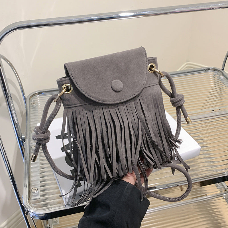 Women's Simple Suede Trendy Tassel Retro Style Bags