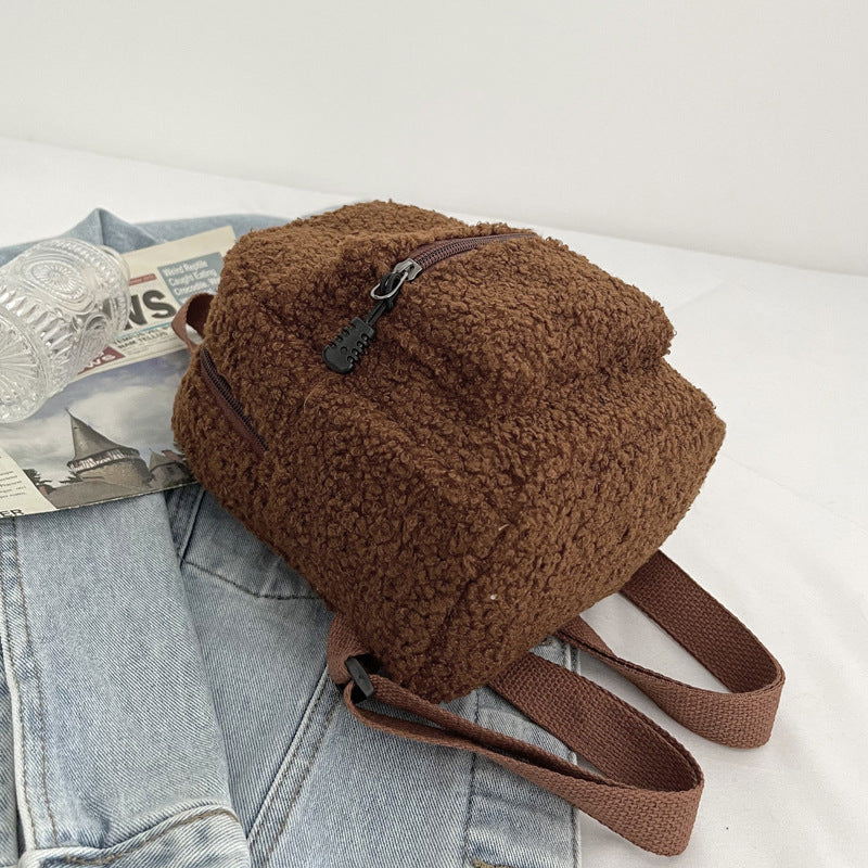 Trendy Mini Lamb Wool Korean Style Backpacks