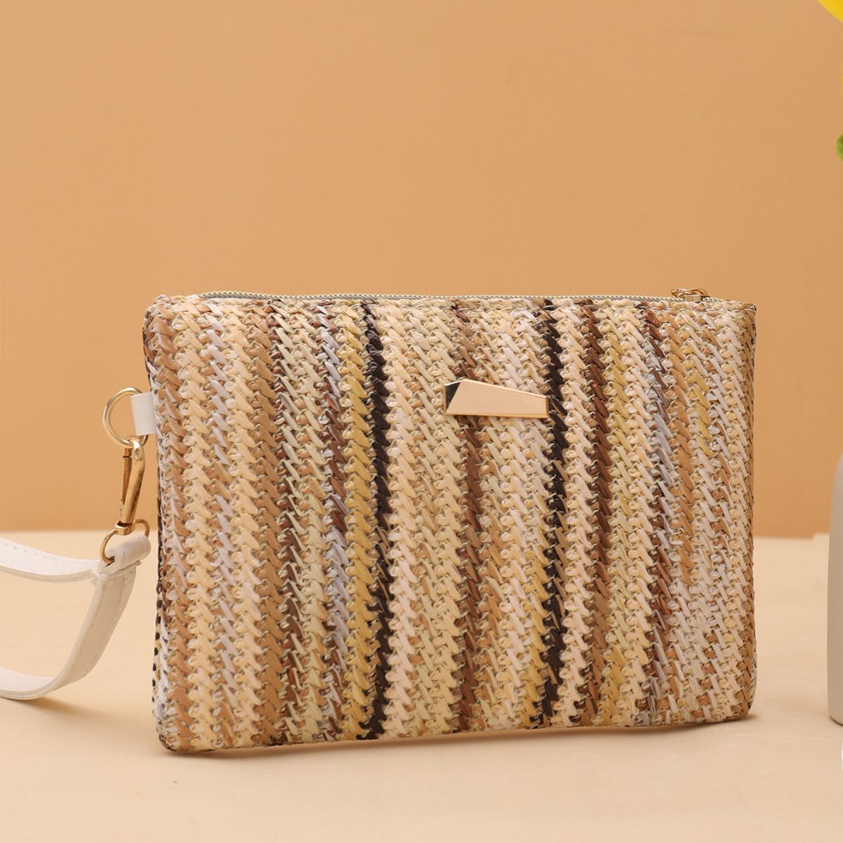 Women's Fashion Rainbow Woven Summer Clutch Fresh Crossbody Bags