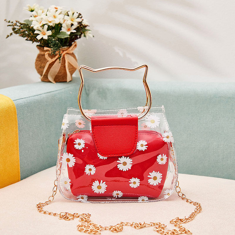 Women's Korean Style Daisy Transparent Jelly Son Shoulder Bags
