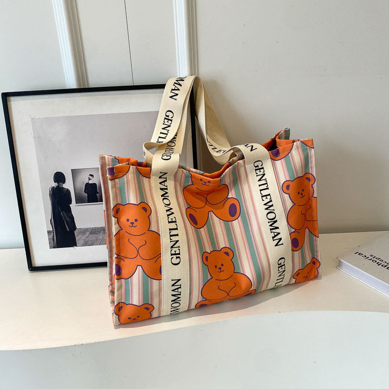 Women's Canvas Large Capacity Letter Fashion Shoulder Bags