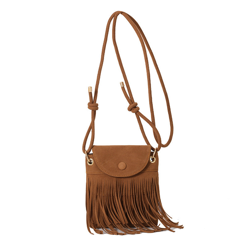 Women's Suede Trendy Tassel Retro Style Large Shoulder Bags