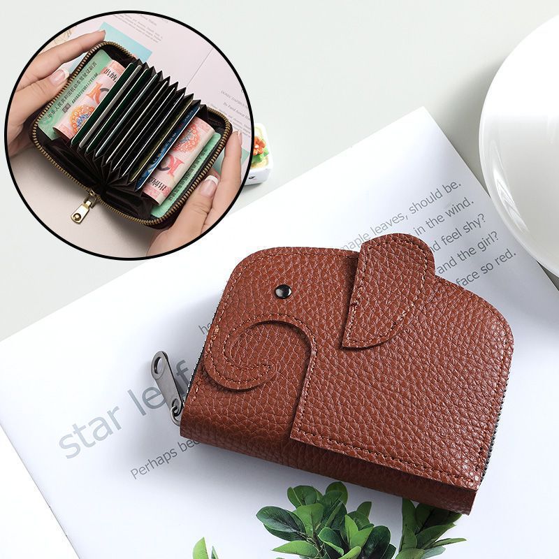 Cute Elephant Cartoon Female Personalized Minority Large Card Holder