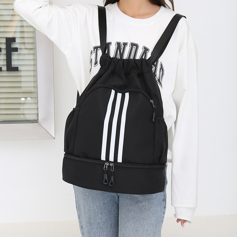 Versatile Classic Fashion Striped Drawstring Leisure Backpacks