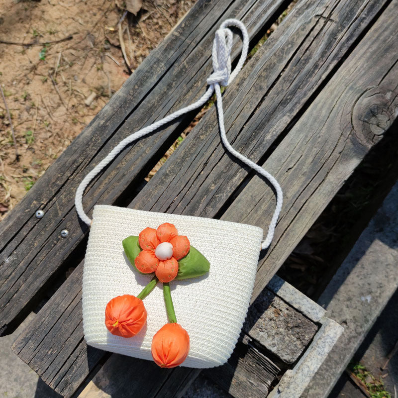 Children's Summer Weaving Straw Cute Mobile Western Phone Bags