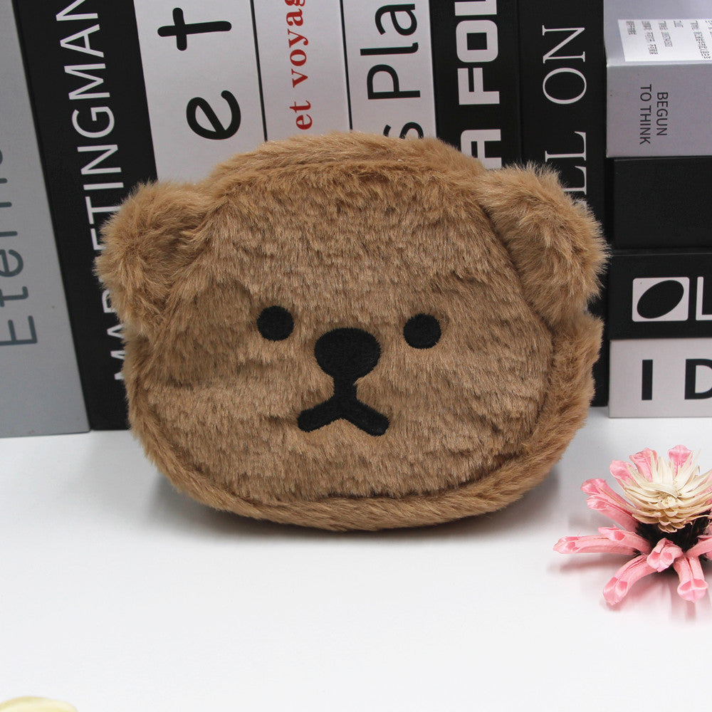 Cartoon Plush Danny Bear Sundries Storage Earphone Embroidered Coin Purses