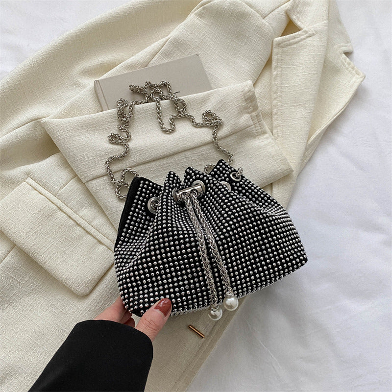 Women's Diamond Drawstring Light Rhinestone Full High-grade Shoulder Bags
