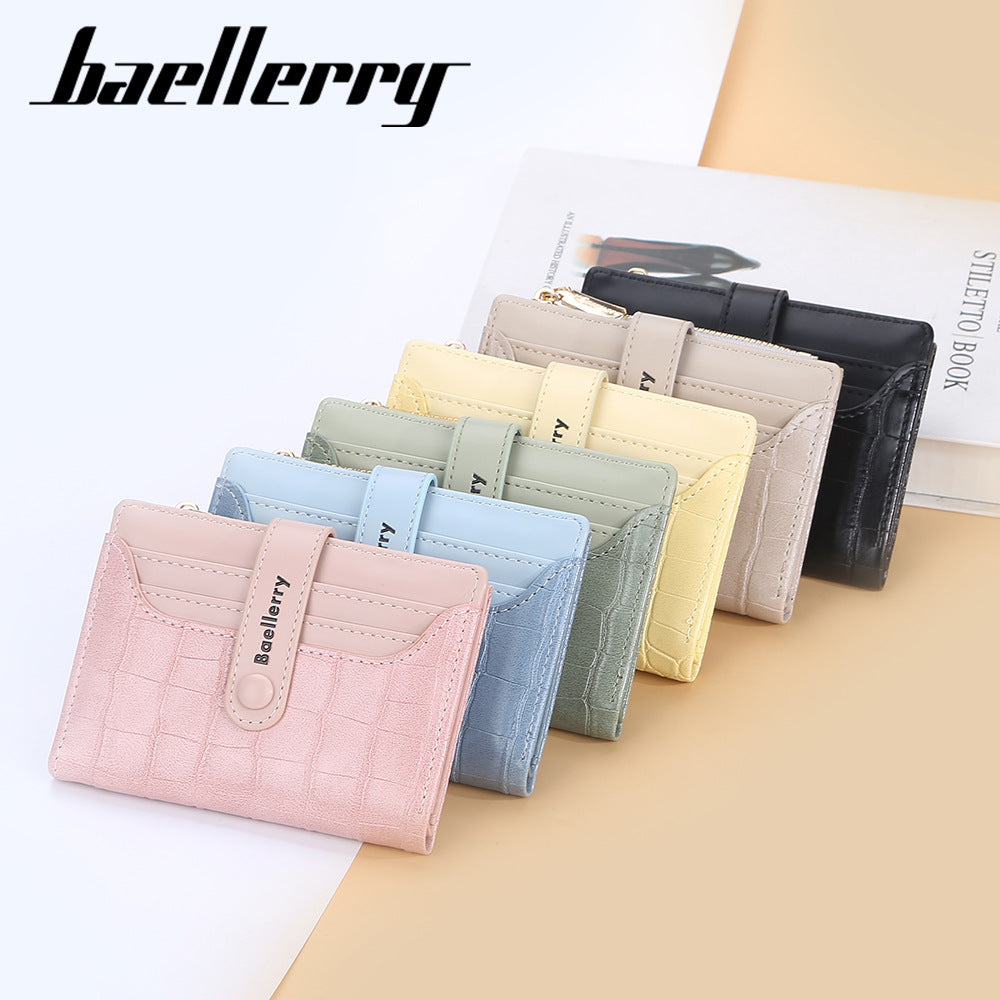 Women's Short Korean Style Multiple Slots Zipper Ladies Wallets