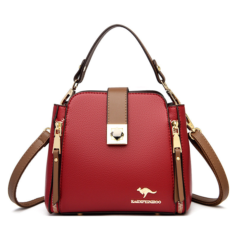 Classic Slouchy Women's Fashion Contrast Color Shoulder Bags