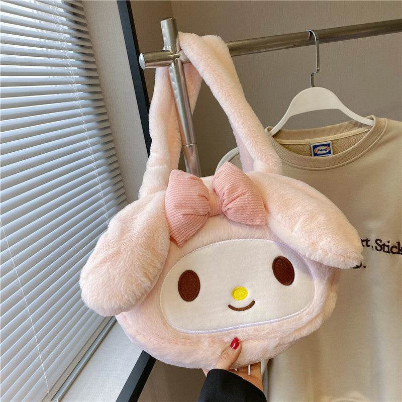 Super Cute Sweet Plush Single Rabbit Cartoon Large Handbags