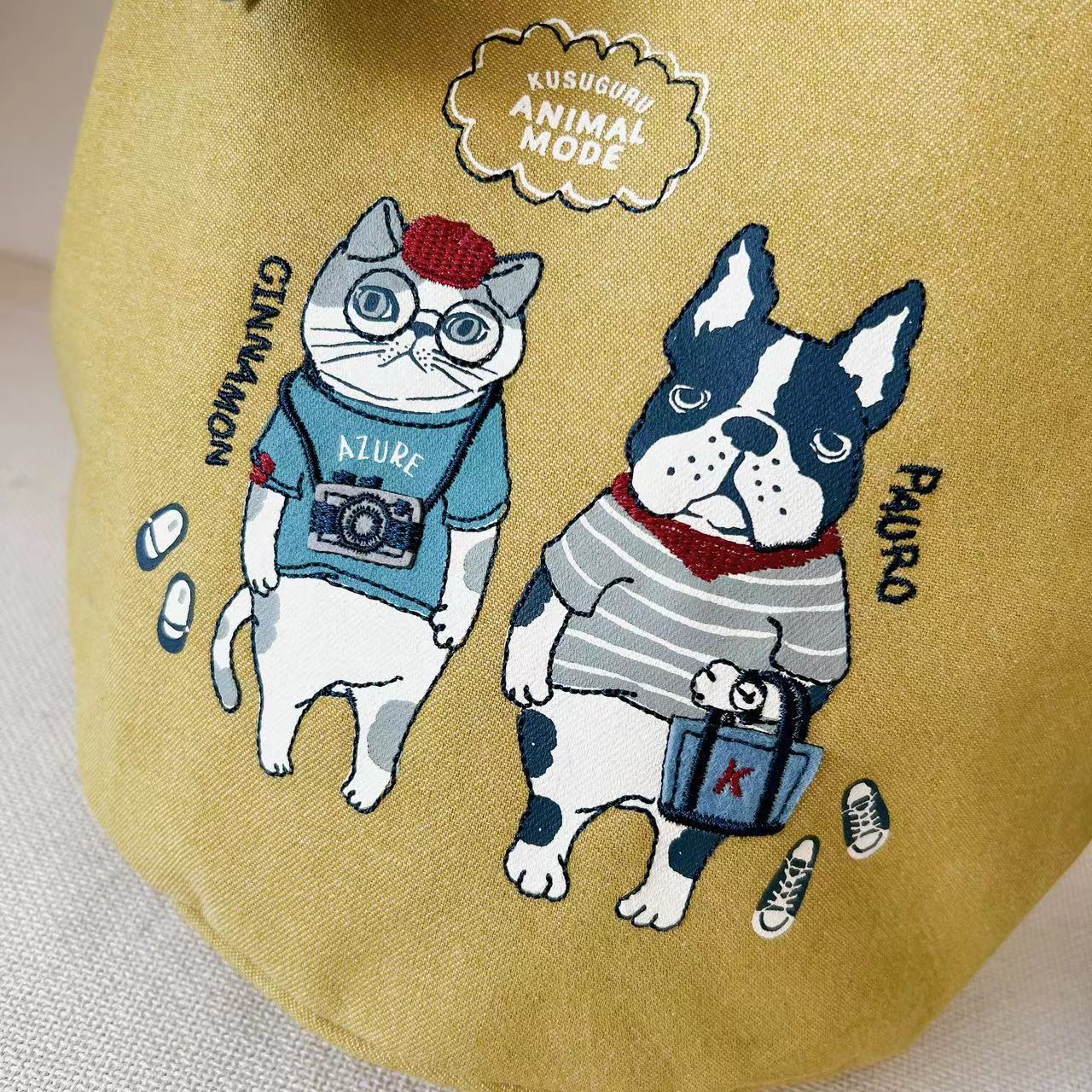 Bull Embroidered Hand Fabric Commuter Cartoon Handbags