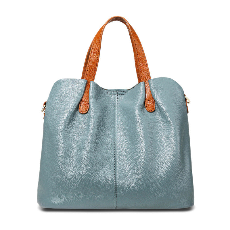 Women's Leather Commuter Niche Contrast Color First Layer Cowhide Bags