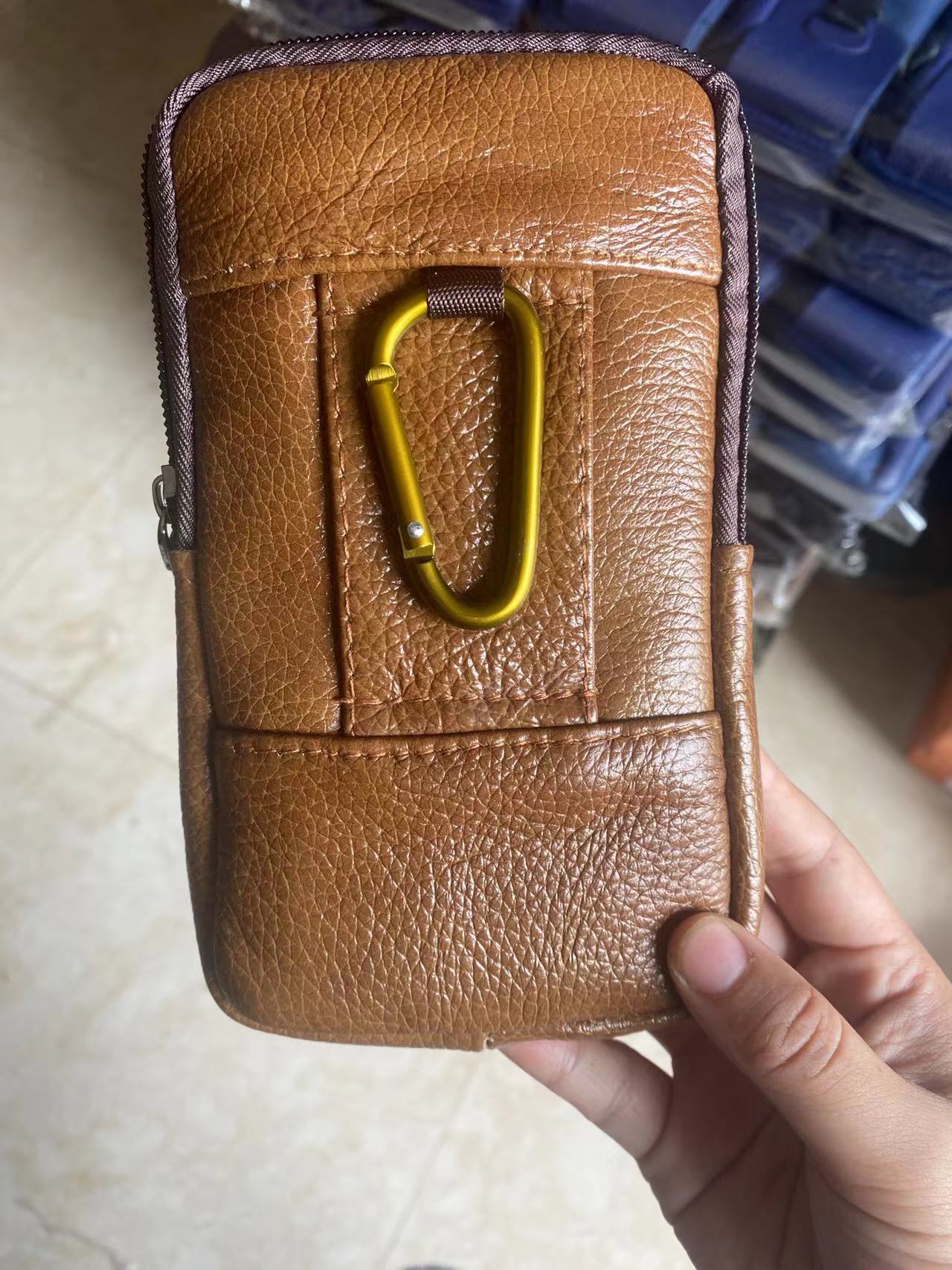 Men's For Mobile Cowhide Pocket Thin Phone Bags