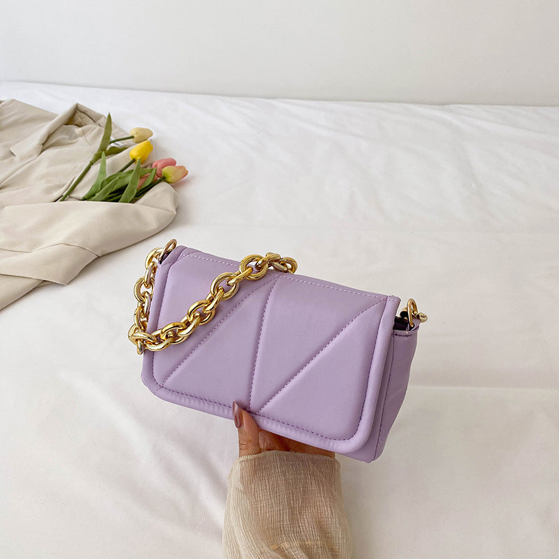 Women's Fashion Solid Color Simple Texture Chain Bags