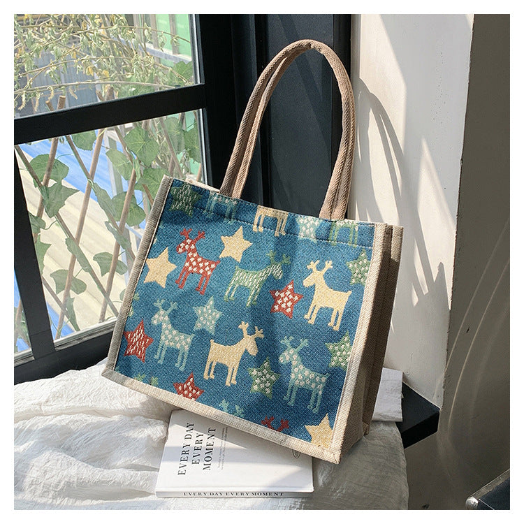 Women's Korean Style Good-looking Large Capacity Cotton Linen Handbags