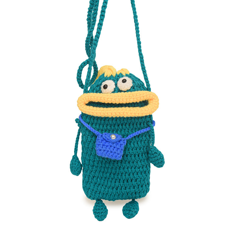 Women's Finished Sausage Mouth Mobile Wool Knitted Shoulder Bags