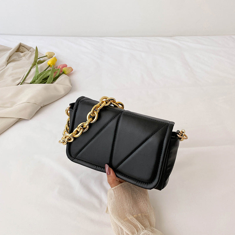 Women's Fashion Solid Color Simple Texture Chain Bags