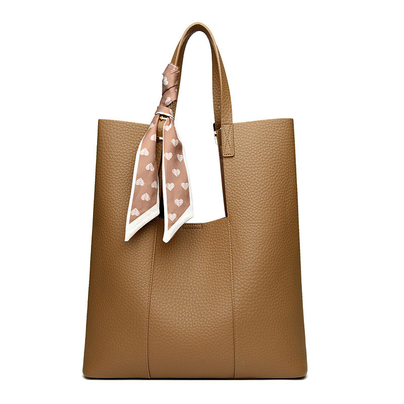 Women's Large Capacity Lychee Pattern Commuter Portable Shoulder Bags