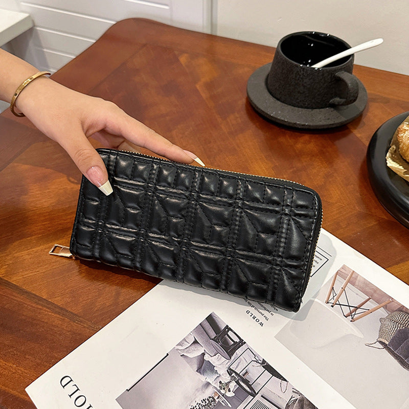 Long Classic Style Rhombus Mobile Large Ladies Wallets