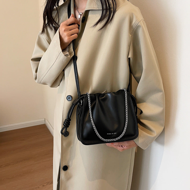 Slouchy Women's Fashionable Chain Pleated Cloud Bags