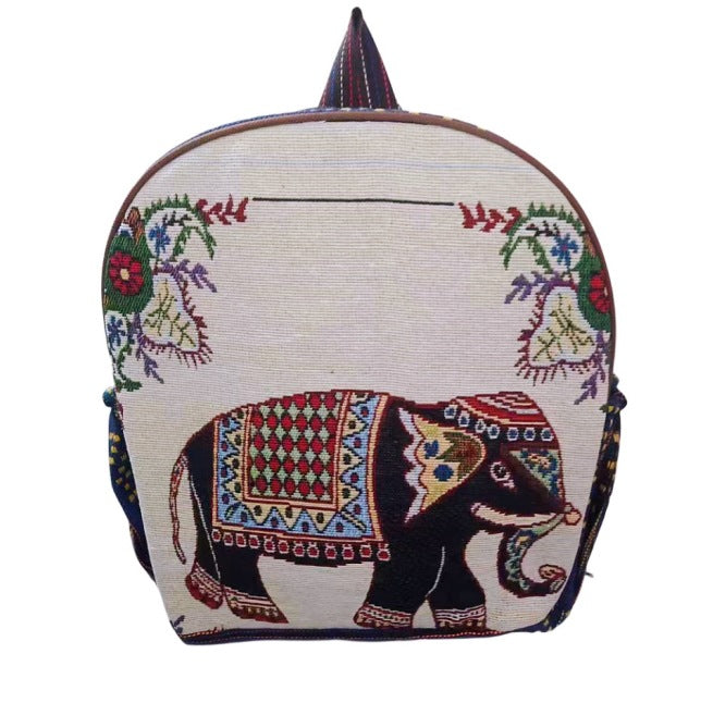 Style Gold Silk Embroidered Elephant National Backpacks