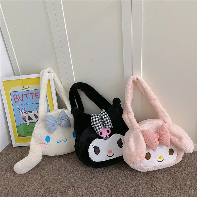 Women's Cute Cartoon Doll Large Capacity Plush Handbags