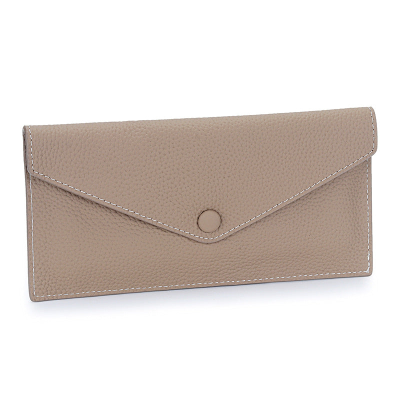 Women's First Layer Cowhide Long Leather Large Ladies Wallet