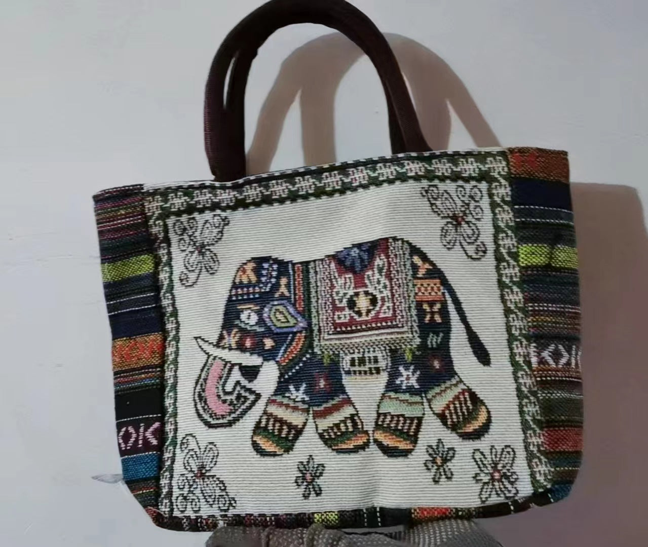 Large Capacity Double Sided Embroidery Elephant Shoulder Bags