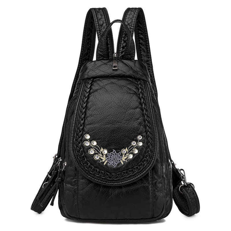 Women's Multifunctional Washed Soft Leather Korean Bags