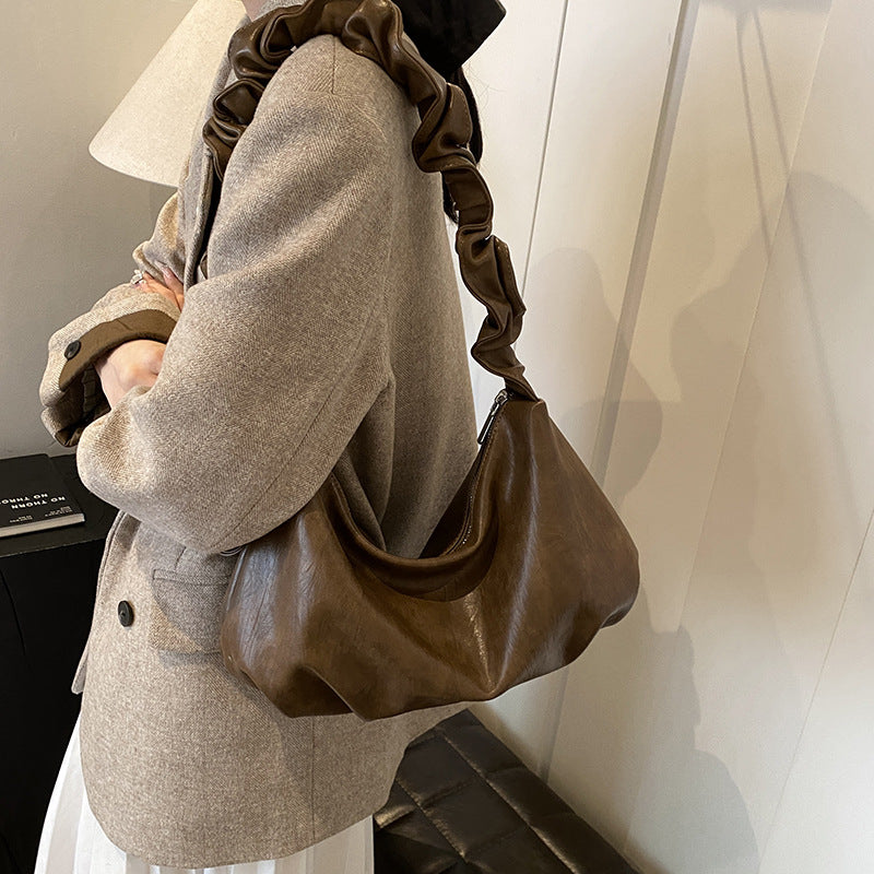 Women's Elegant Beautiful Glamorous Korean Pleated Shoulder Bags