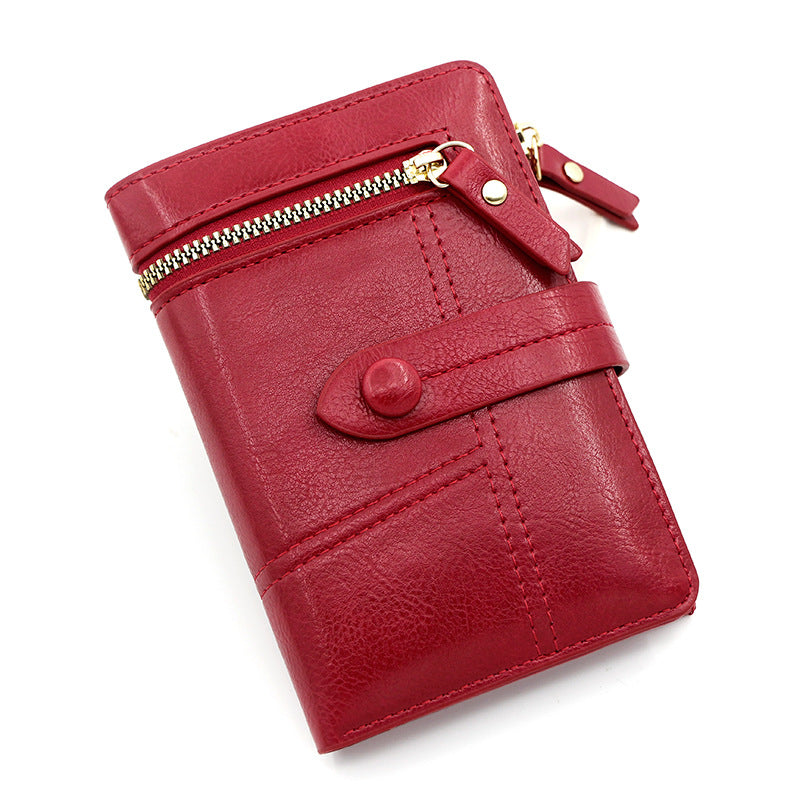 Women's Simple Short Zip Fashion Large Capacity Multiple Ladies Wallet