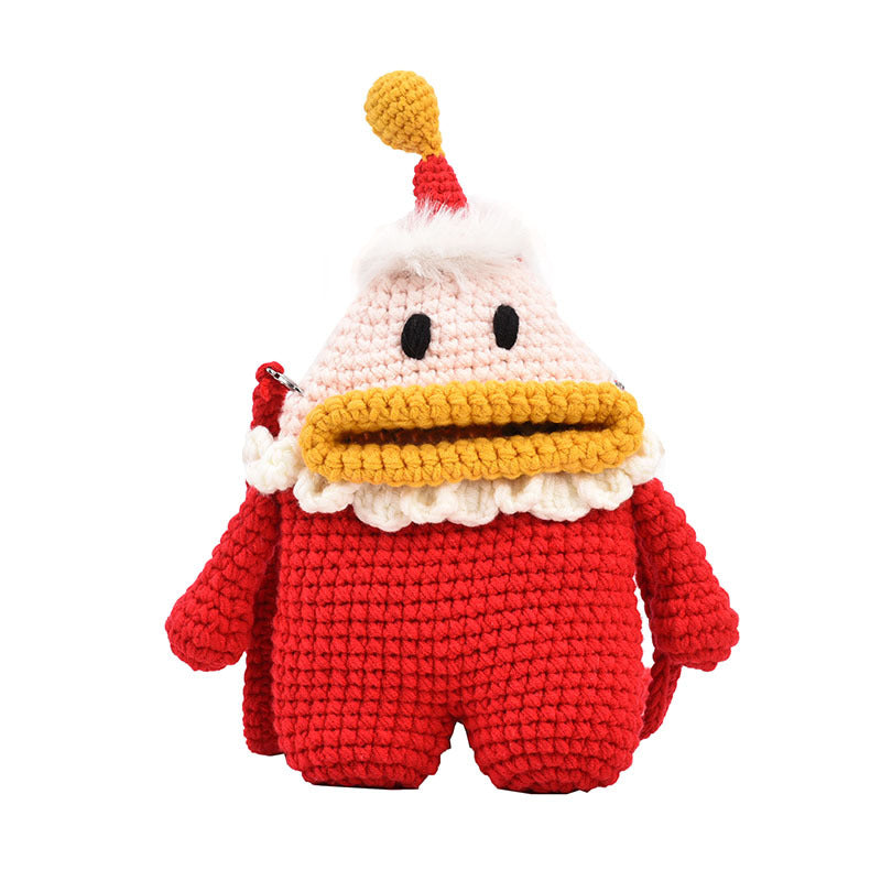 Women's Cartoon Knitted Contrast Color Santa Claus Shoulder Bags