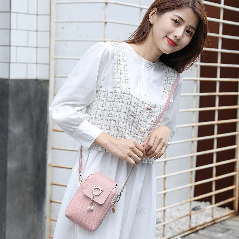 Women's Spring Fashion Woven Mini Pearl Shoulder Bags