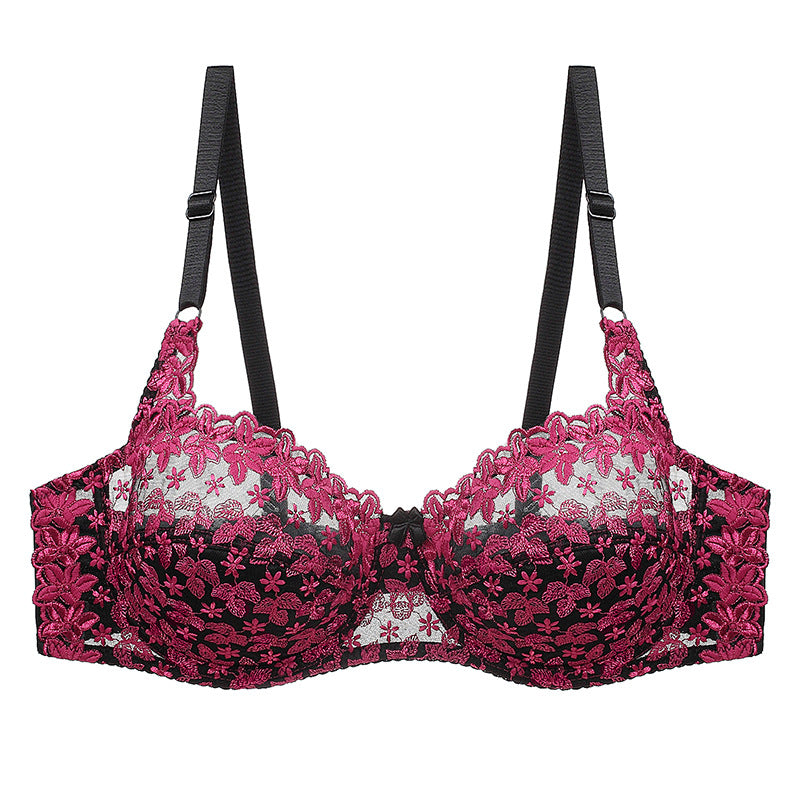 Women's Thin Padded Cup Sexy Lace Embroidery Large Bras