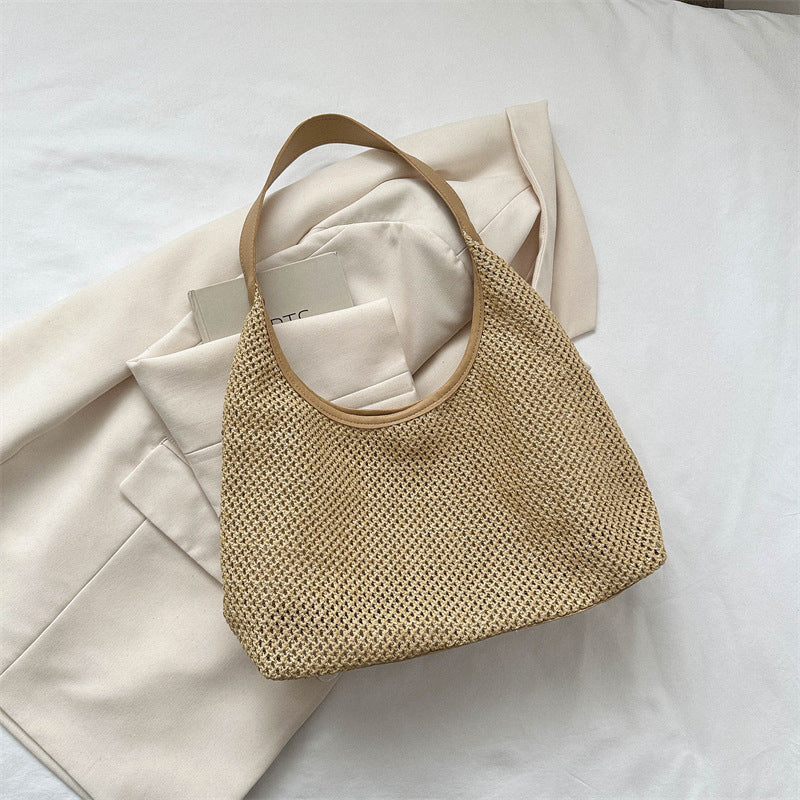 Women's Vintage Weave Straw Large Capacity Underarm Crossbody Bags