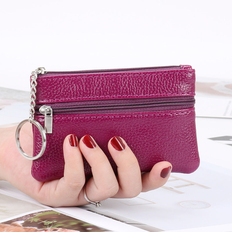 Authentic Leather Tactile Feel Female Mini Short Coin Purses