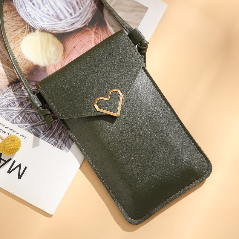 Transparent Touch Screen Mobile Female Retro Solid Color Crossbody Bags